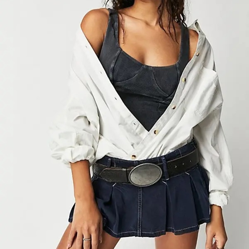 Free People You’re A Gem Tank Top in Charcoal Black